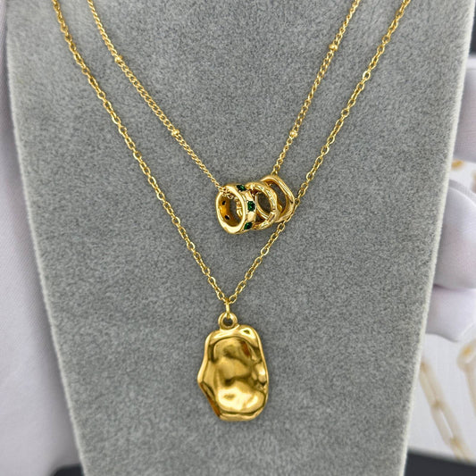 Kells Crushed Necklace, 18K Gold Plated Steel