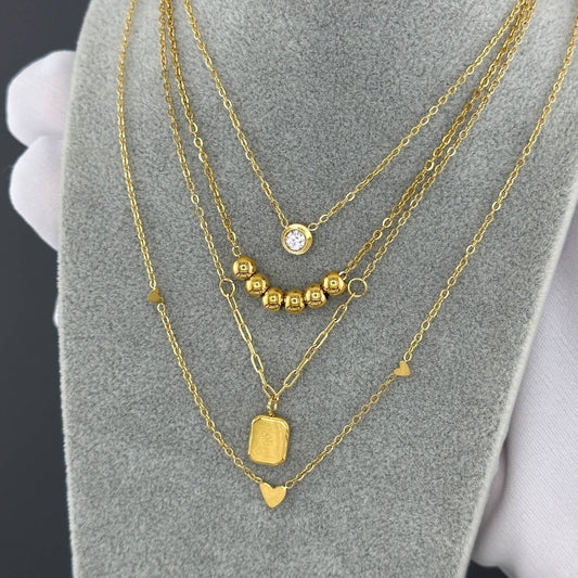 Bells Flower Necklace, 18K Gold Plated Steel