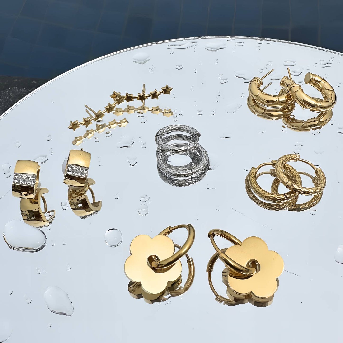 Val Earrings, Stainless Steel Silver