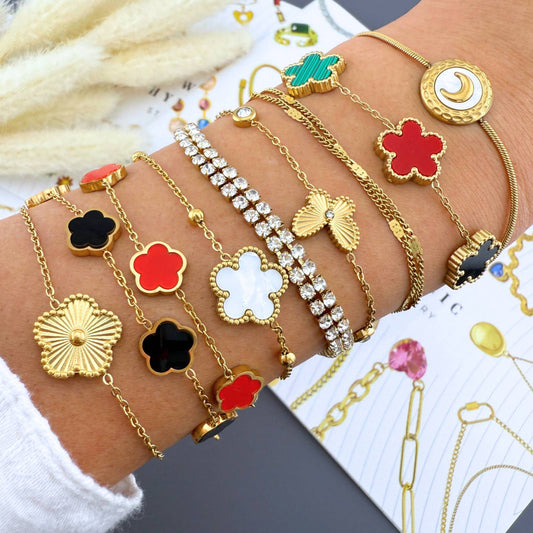 Alma Bone Bracelet, 18K Gold Plated Steel