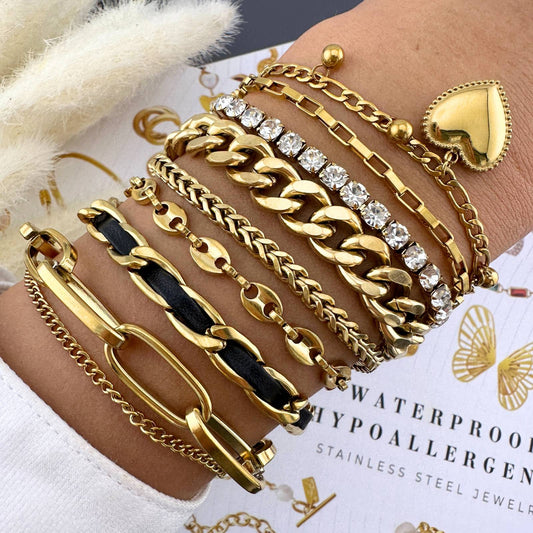 Lette Link Bracelet, 18K Gold Plated Steel