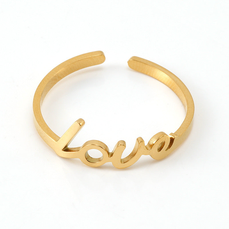 Love Ring, 18K Gold Plated Steel