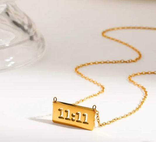 Eleven Necklace, 18K Gold Plated Steel Jewelry