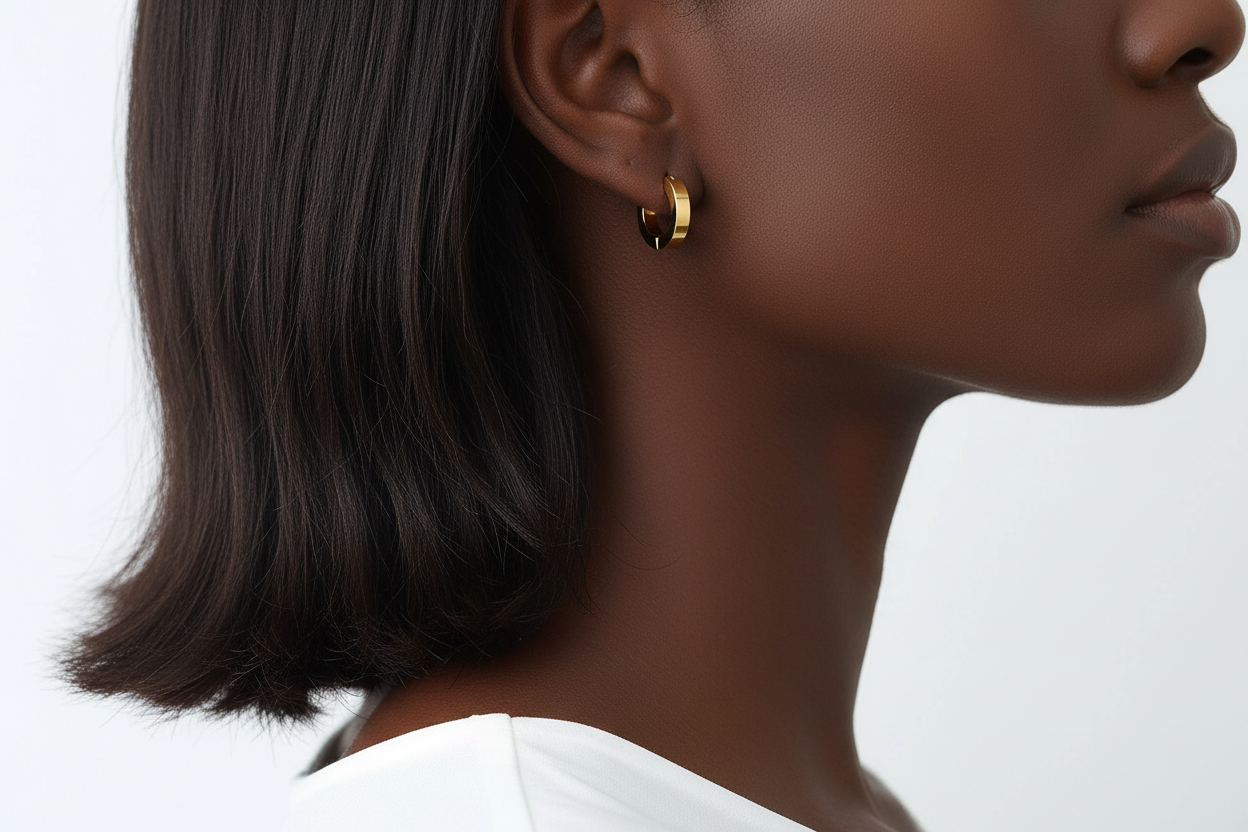 Risa Basic Hoop Earrings, 18K Gold Plated Steel