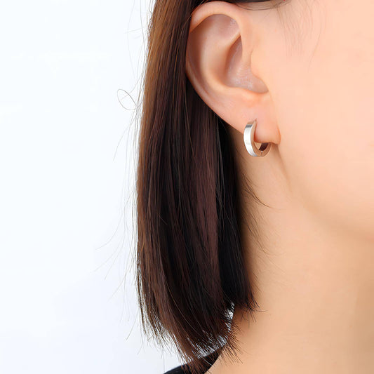 Risa Basic Hoop Silver Earrings, Stainless Steel