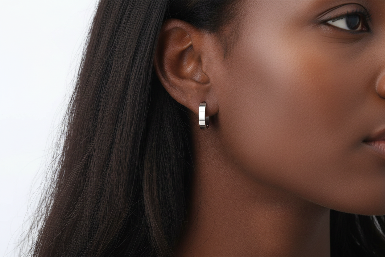 Risa Basic Hoop Silver Earrings, Stainless Steel