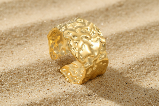 Kav Crushed Ring, 18K Gold Plated Steel