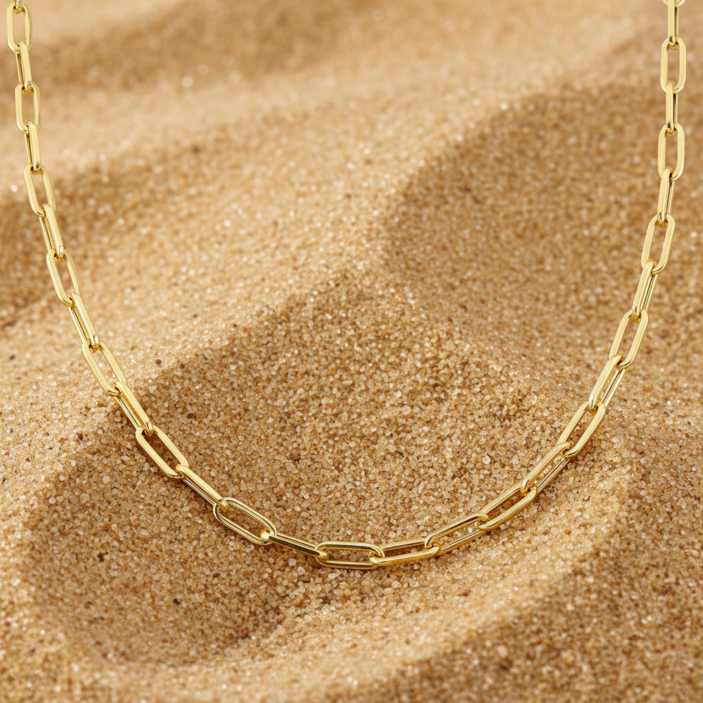 Zoya link Necklace, 18K Gold Plated Steel paperclip