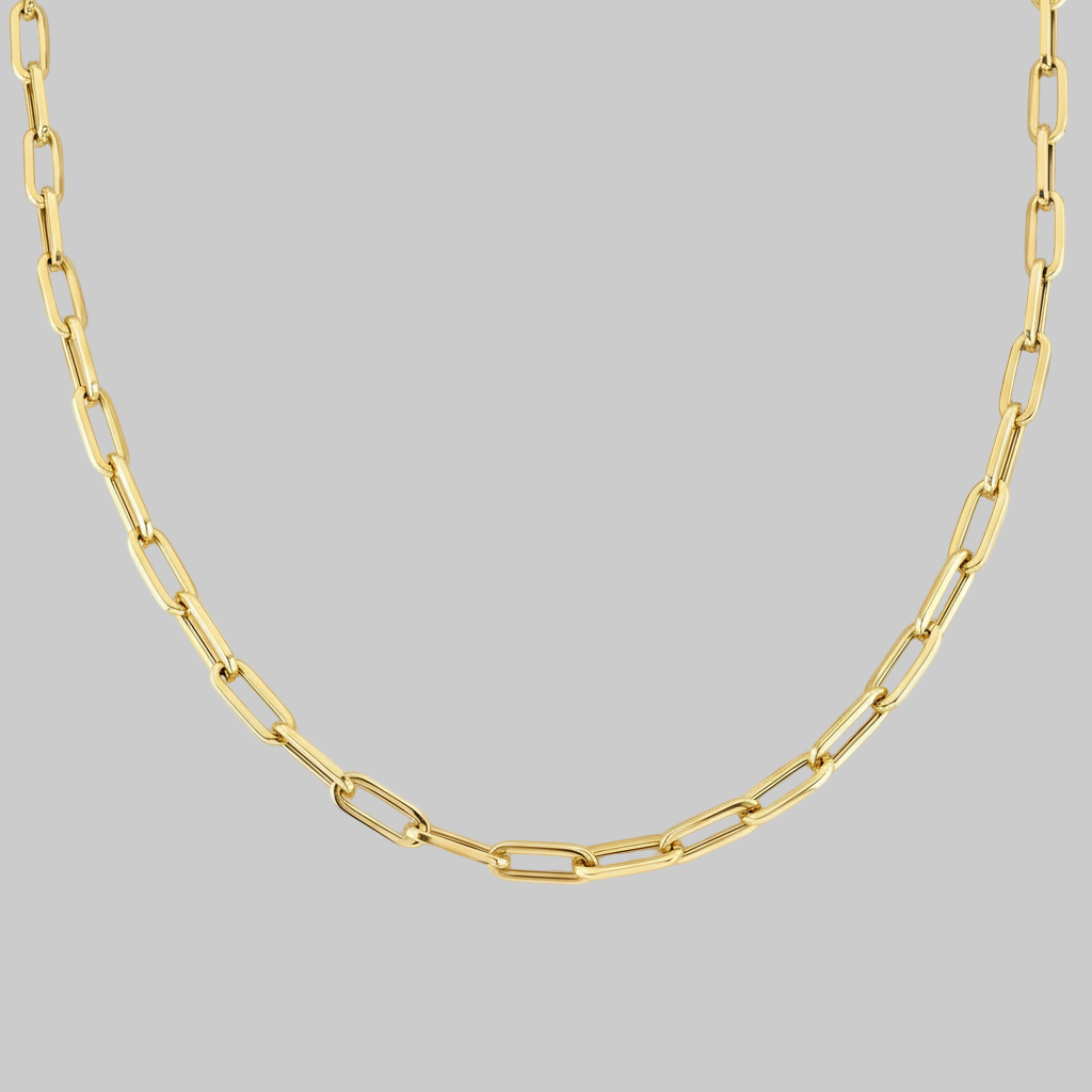 Zoya link Necklace, 18K Gold Plated Steel paperclip