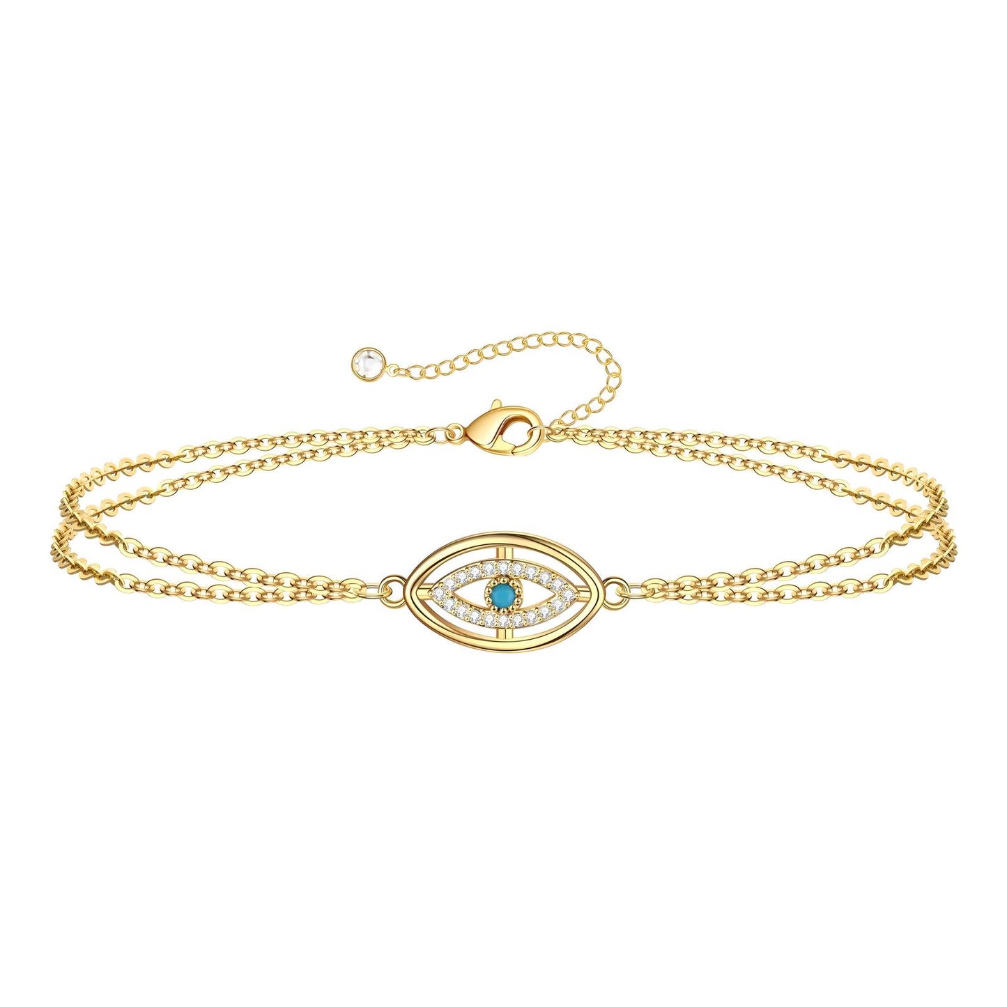 Block Him Evil Eye Bracelet, 18K Gold Plated Steel