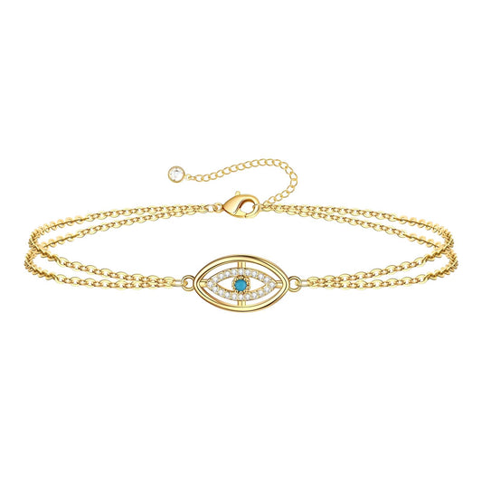 Block Him Evil Eye Bracelet, 18K Gold Plated Steel