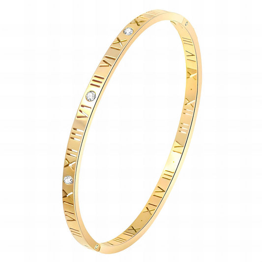 Kelly Roman Numeral Bracelet, 18K Gold Plated Steel