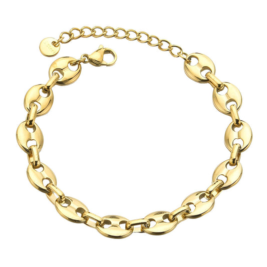 Lette Link Bracelet, 18K Gold Plated Steel