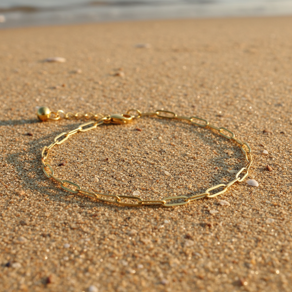 Zoya Link Bracelet, 18K Gold Plated Steel Hypoallergenic Waterproof Long Lasting Plating Tarnish Free Jewelry