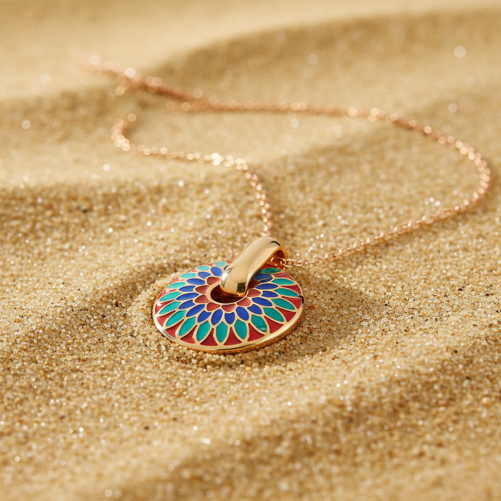 Fluer Colorful Burst Necklace, 18K Gold Plated Steel