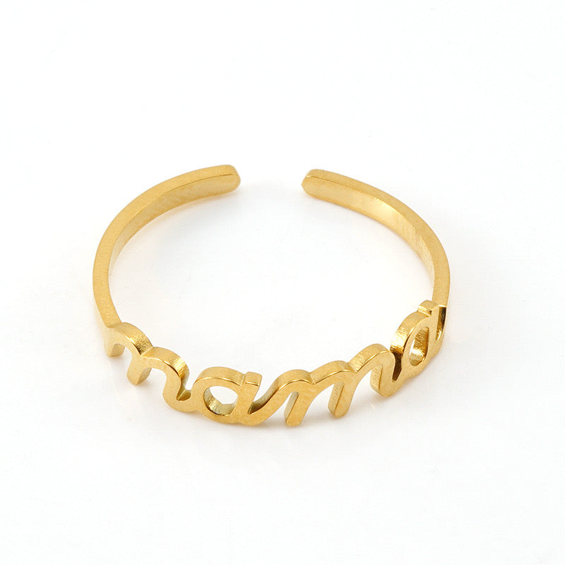 Mama Ring, 18K Gold Plated Steel
