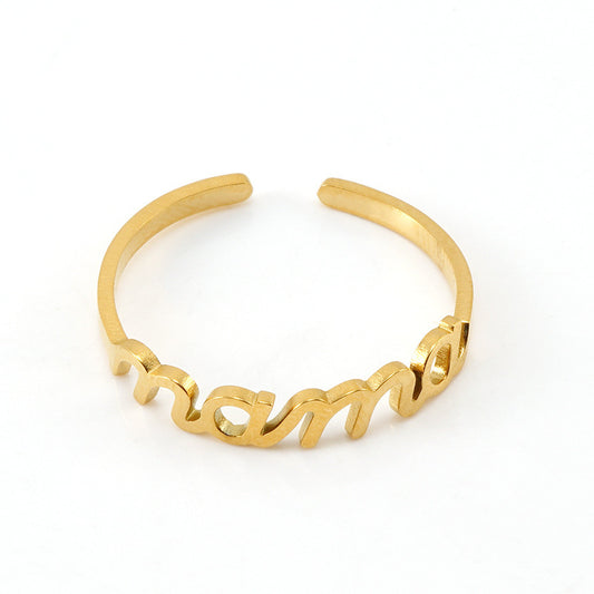 Mama Ring, 18K Gold Plated Steel