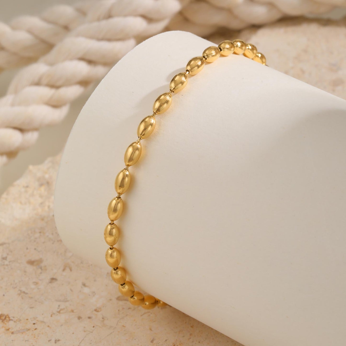 Soph Link Anklet, 18K Gold Plated Steel Hypoallergenic Waterproof Tarnish Free Jewelry