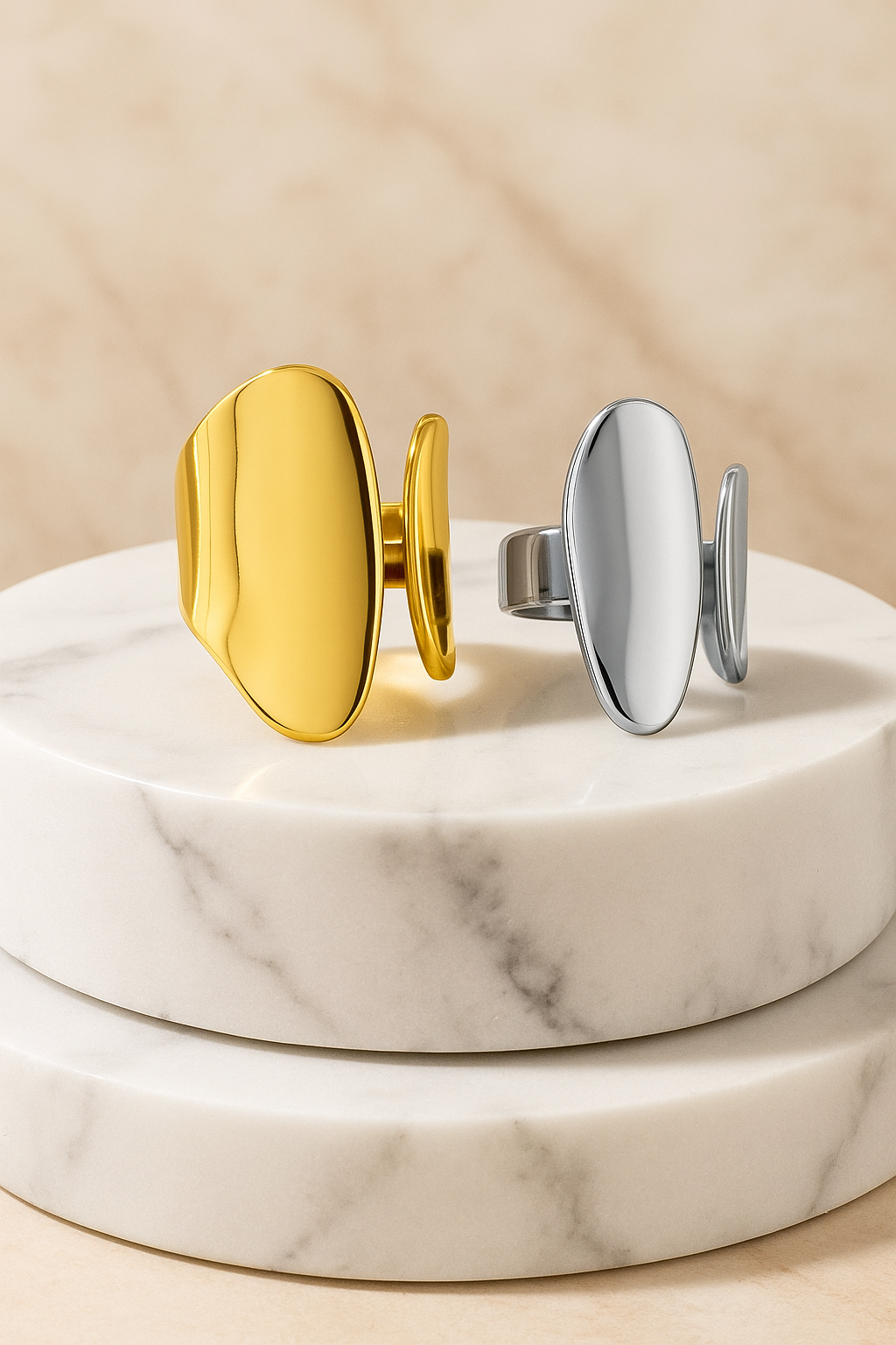 Zen 18K Gold Plated Stainless Split Steel Ring Jewelry