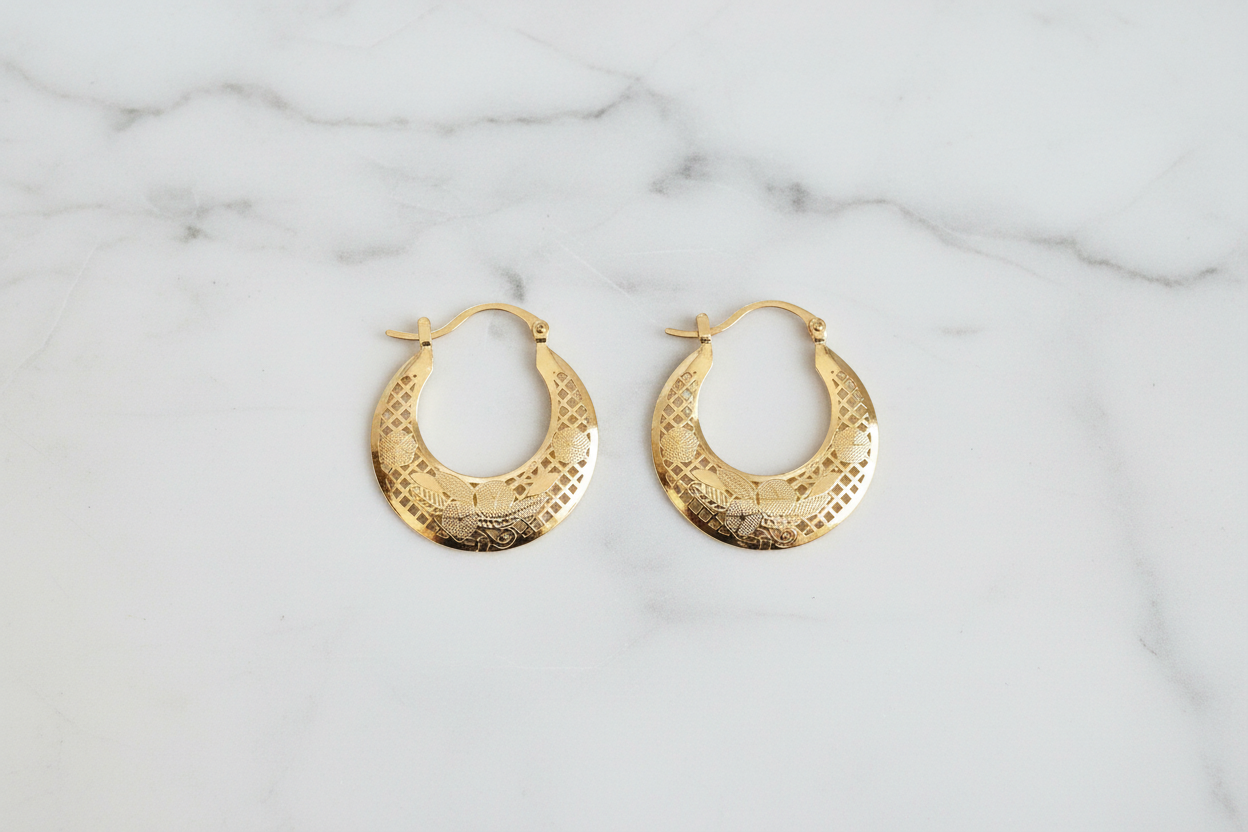 Sels Earrings Gold Plated Round Hoop Jewelry S