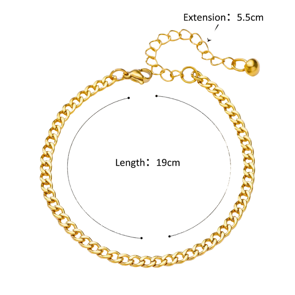 Bazic Anklet, 18K Gold Plated Steel Hypoallergenic Waterproof Tarnish Free Jewelry