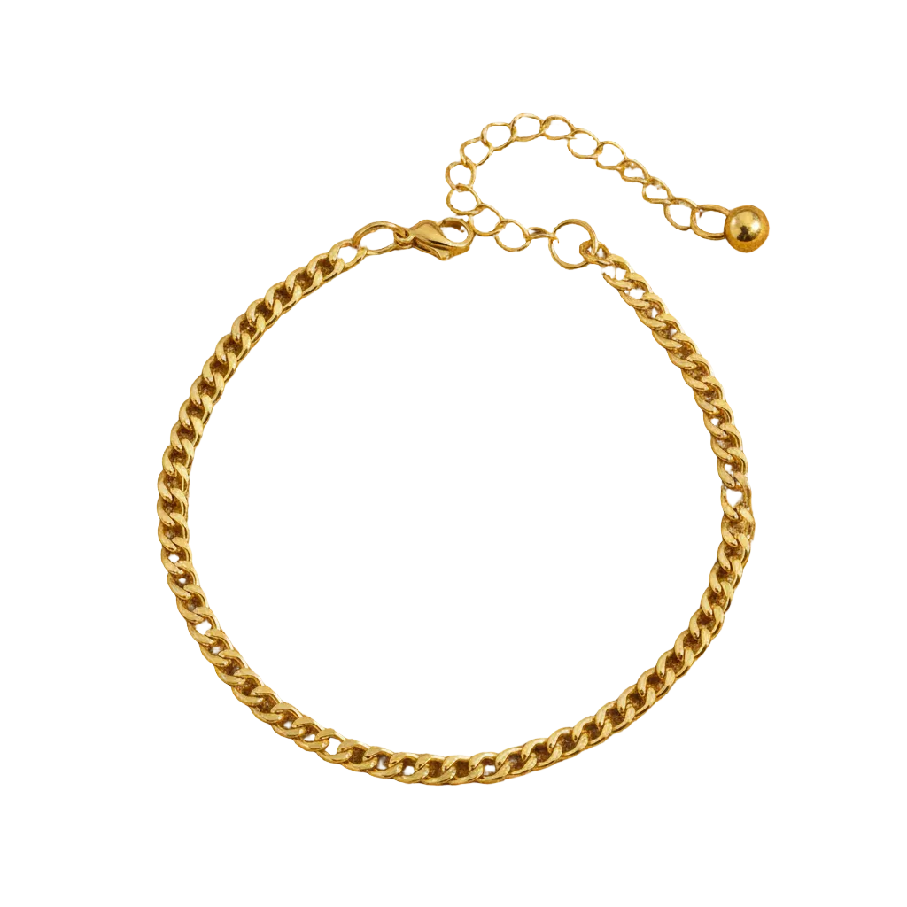 Bazic Anklet, 18K Gold Plated Steel Hypoallergenic Waterproof Tarnish Free Jewelry