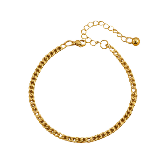 Bazic Anklet, 18K Gold Plated Steel Hypoallergenic Waterproof Tarnish Free Jewelry