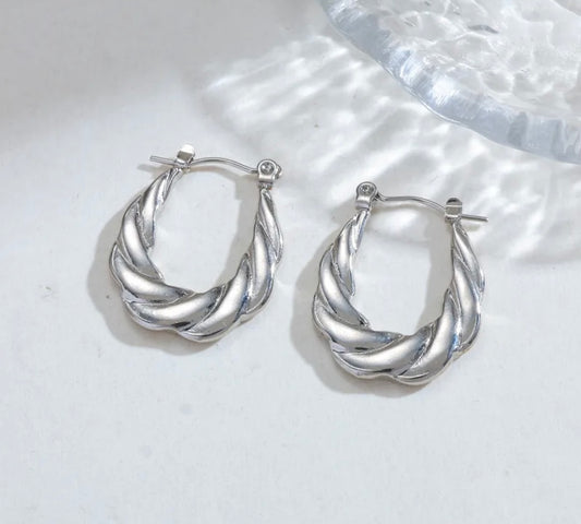 Sike Earrings, Stainless Steel Silver Hoop Jewelry