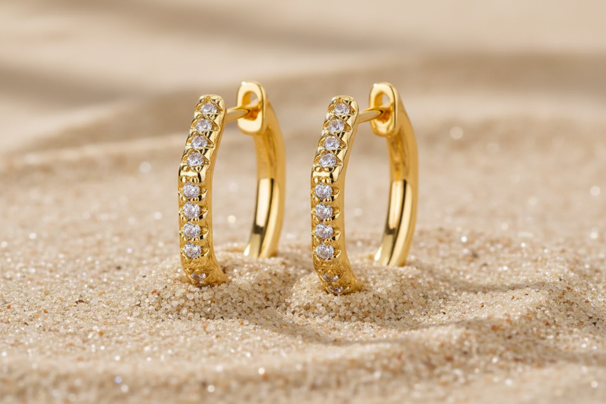 Paris Gold Plated Hoop Zarcon Earrings