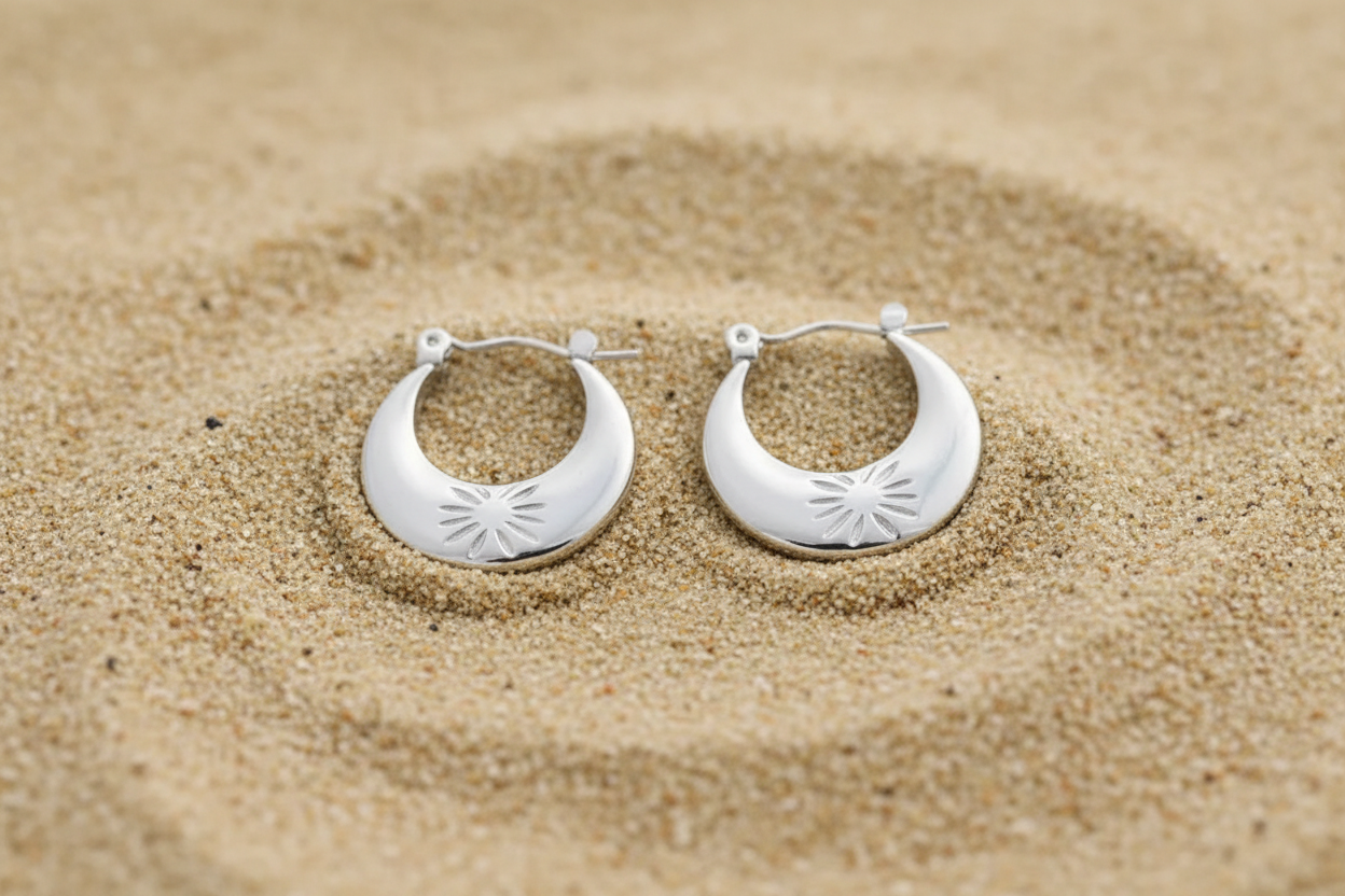 Fine 18K Gold Plated Hoops Earrings Jewelry Stainless Steel