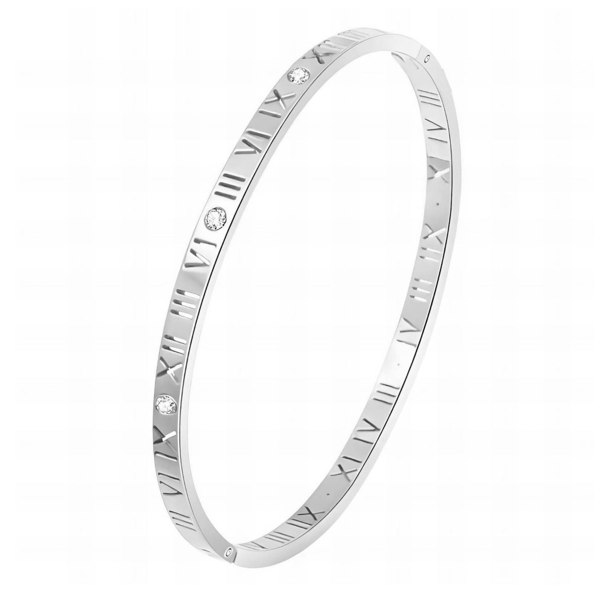 Kelly Roman Numeral Bracelet Bangle, 18K Gold Plated Steel