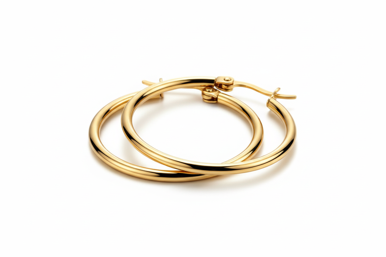 Go-2 Earrings 18K Gold Plated Round Hoop Jewelry Silver