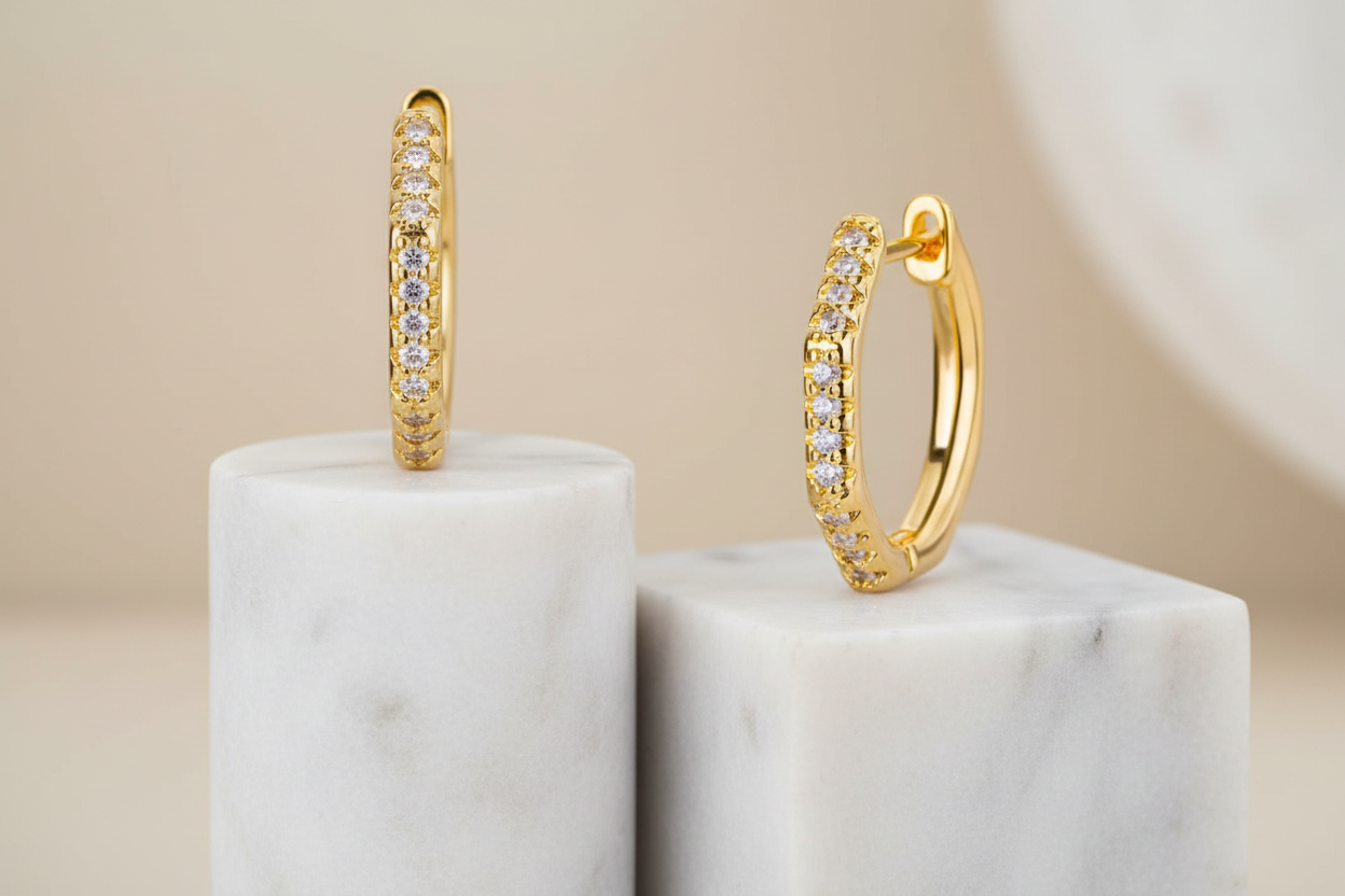 Paris Gold Plated Hoop Zarcon Earrings