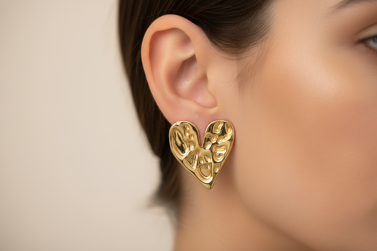 Main Earrings Gold Plated Heart Jewelry Stainless Steel