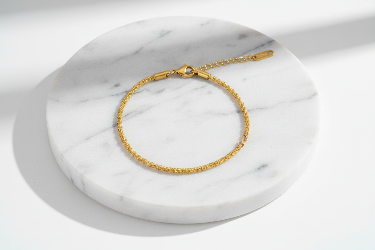 Zee Bracelet, 18K Gold Plated Steel