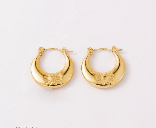 Fine 18K Gold Plated Hoops Earrings Jewelry Stainless Steel