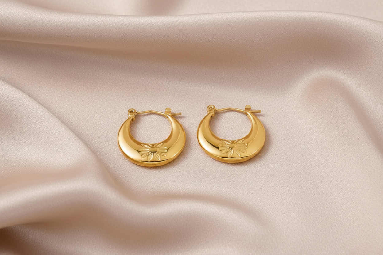 Fine 18K Gold Plated Hoops Earrings Jewelry Stainless Steel