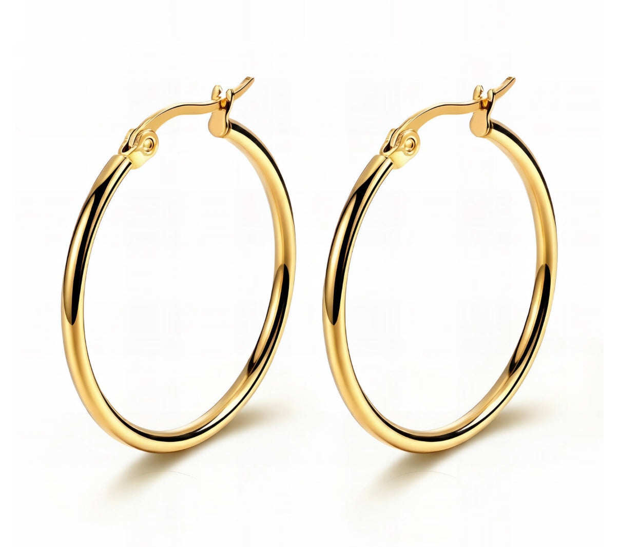 Go-2 Earrings 18K Gold Plated Round Hoop Jewelry Silver