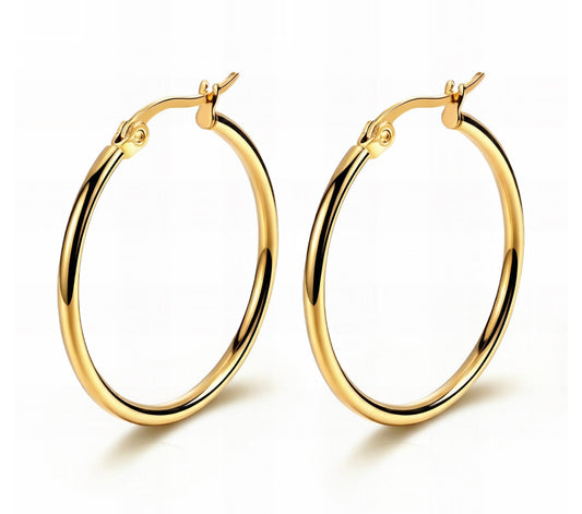 Go-2 Earrings 18K Gold Plated Round Hoop Jewelry Silver
