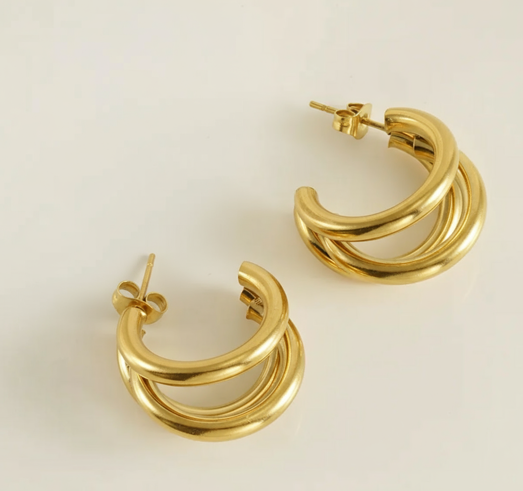Whit 18K Gold Plated Stainless Steel Fashion Waterproof Non Tarnishing Earrings