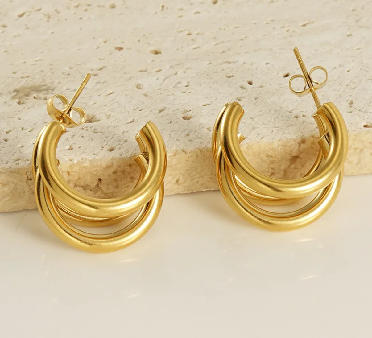 Whit 18K Gold Plated Stainless Steel Fashion Waterproof Non Tarnishing Earrings
