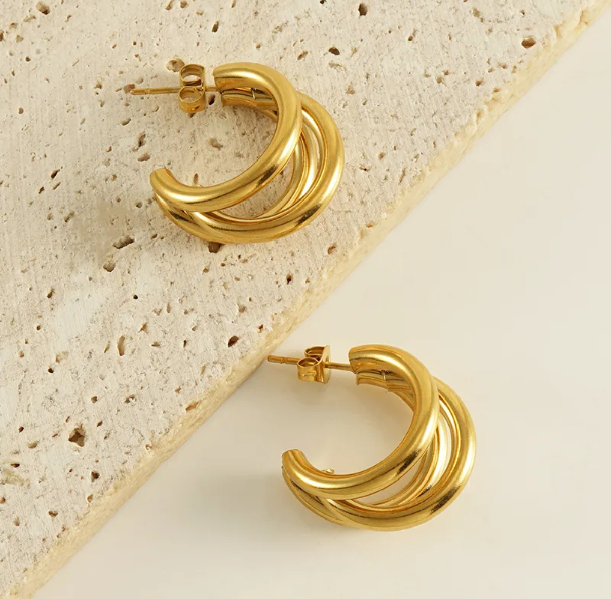 Whit 18K Gold Plated Stainless Steel Fashion Waterproof Non Tarnishing Earrings
