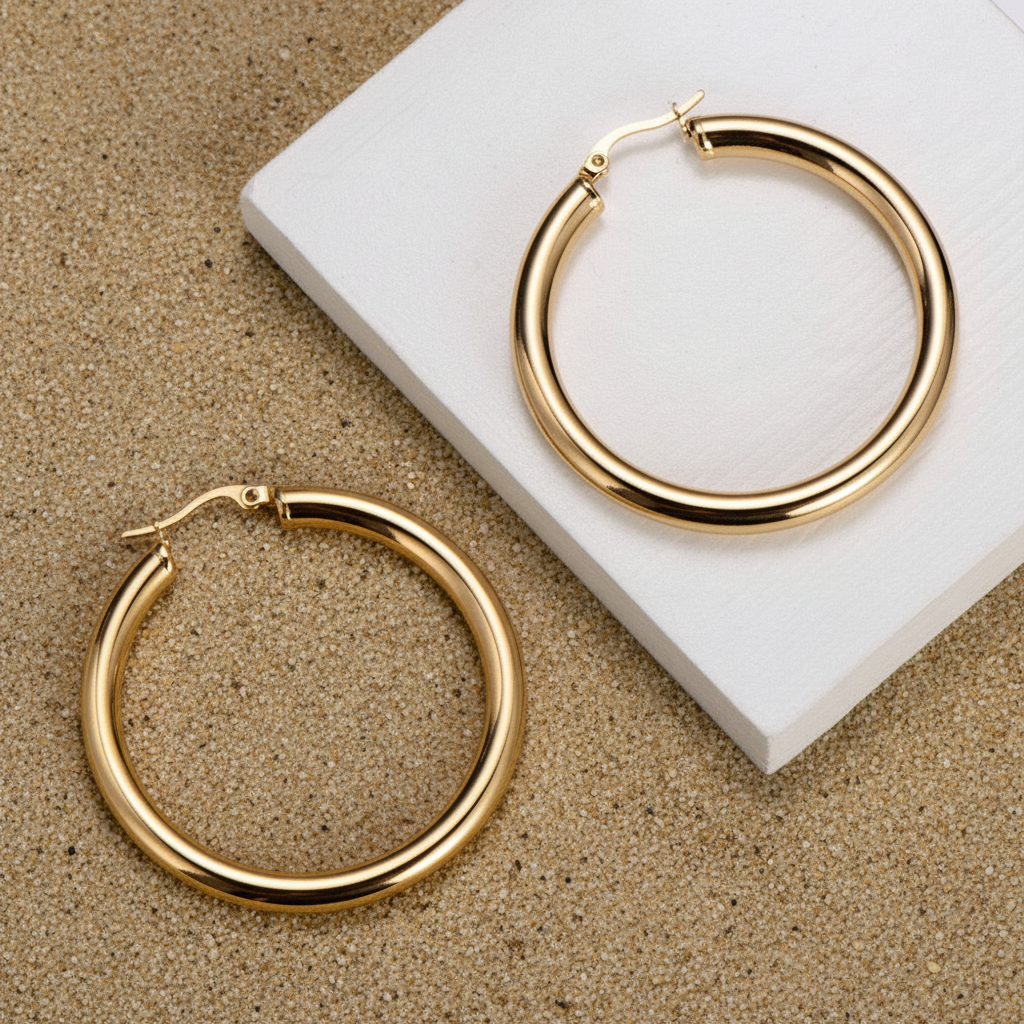 Betty Earrings 18K Gold Plated Round Hoop Jewelry Silver