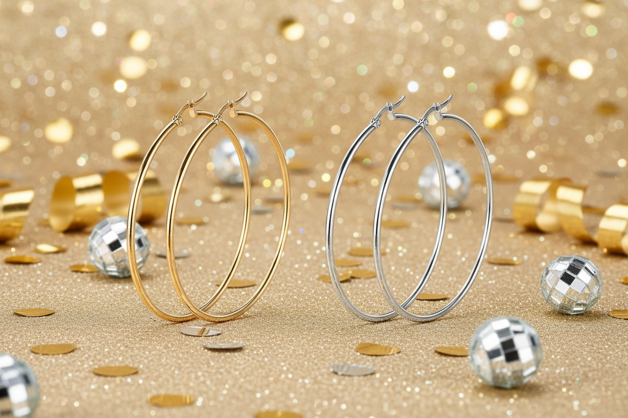 Perf 18K Gold Plated Stainless Steel Fashion Waterproof Non Tarnishing Earrings