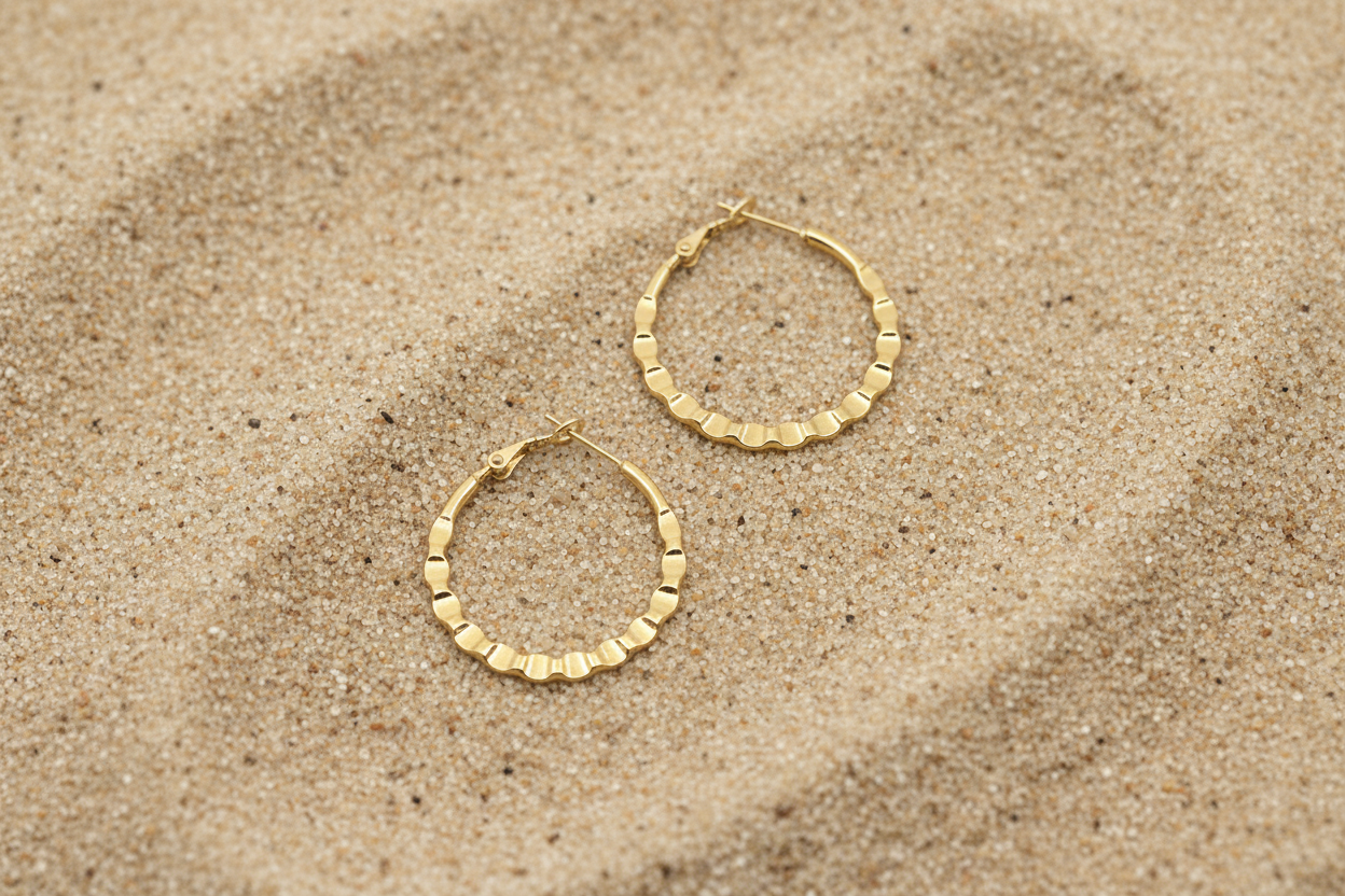 Haute Earrings Gold Plated Round Hoop Jewelry