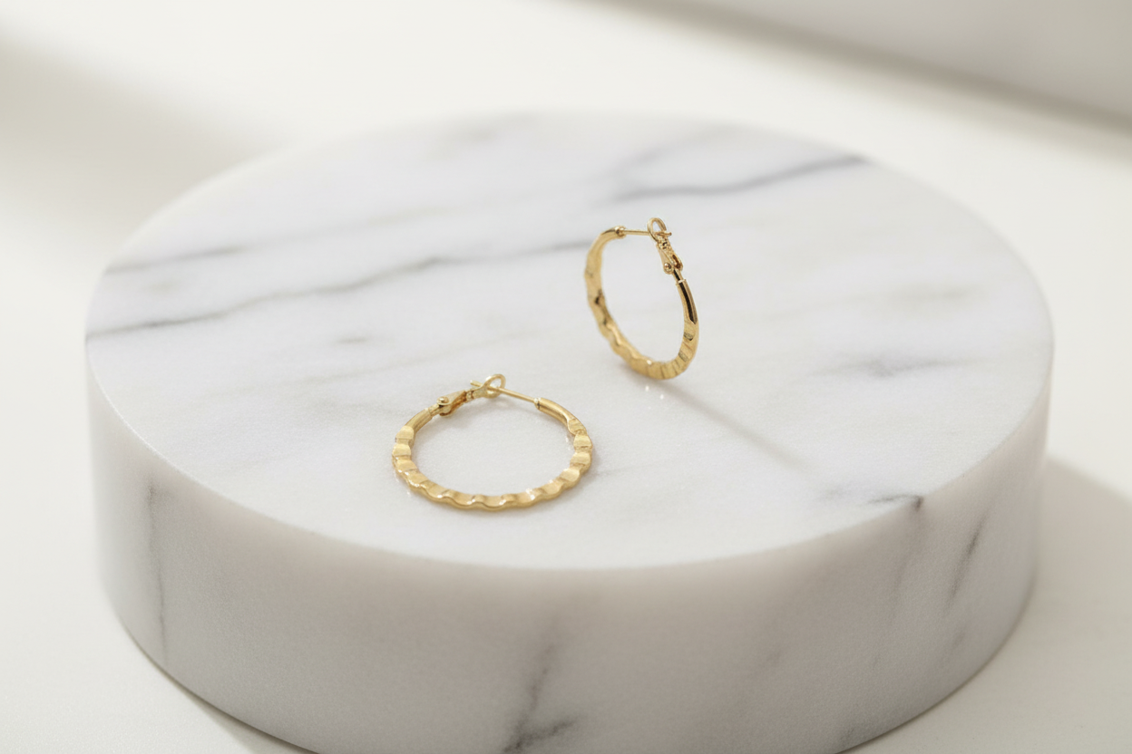 Haute Earrings Gold Plated Round Hoop Jewelry