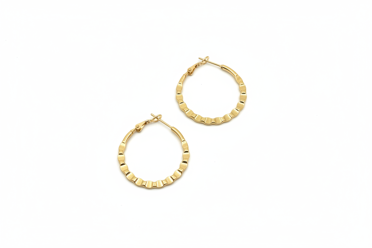 Haute Earrings Gold Plated Round Hoop Jewelry