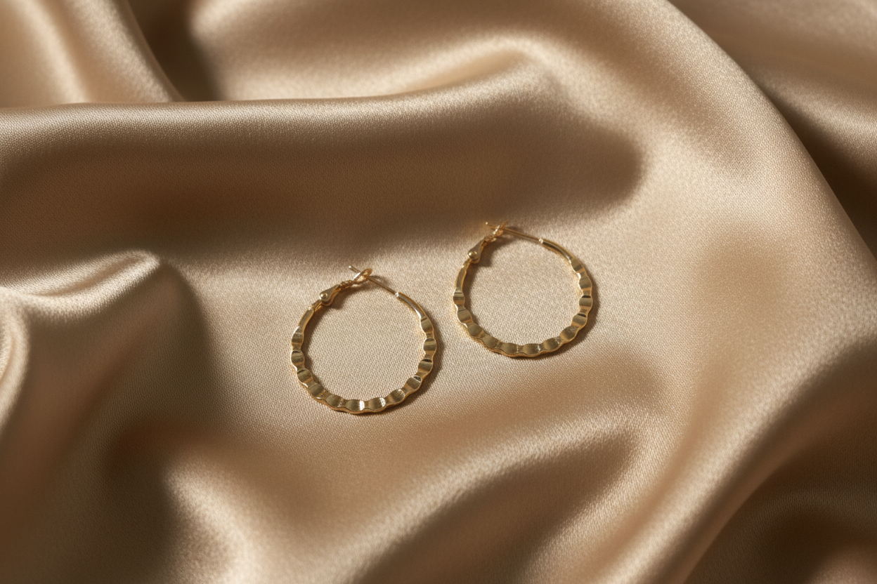 Haute Earrings Gold Plated Round Hoop Jewelry