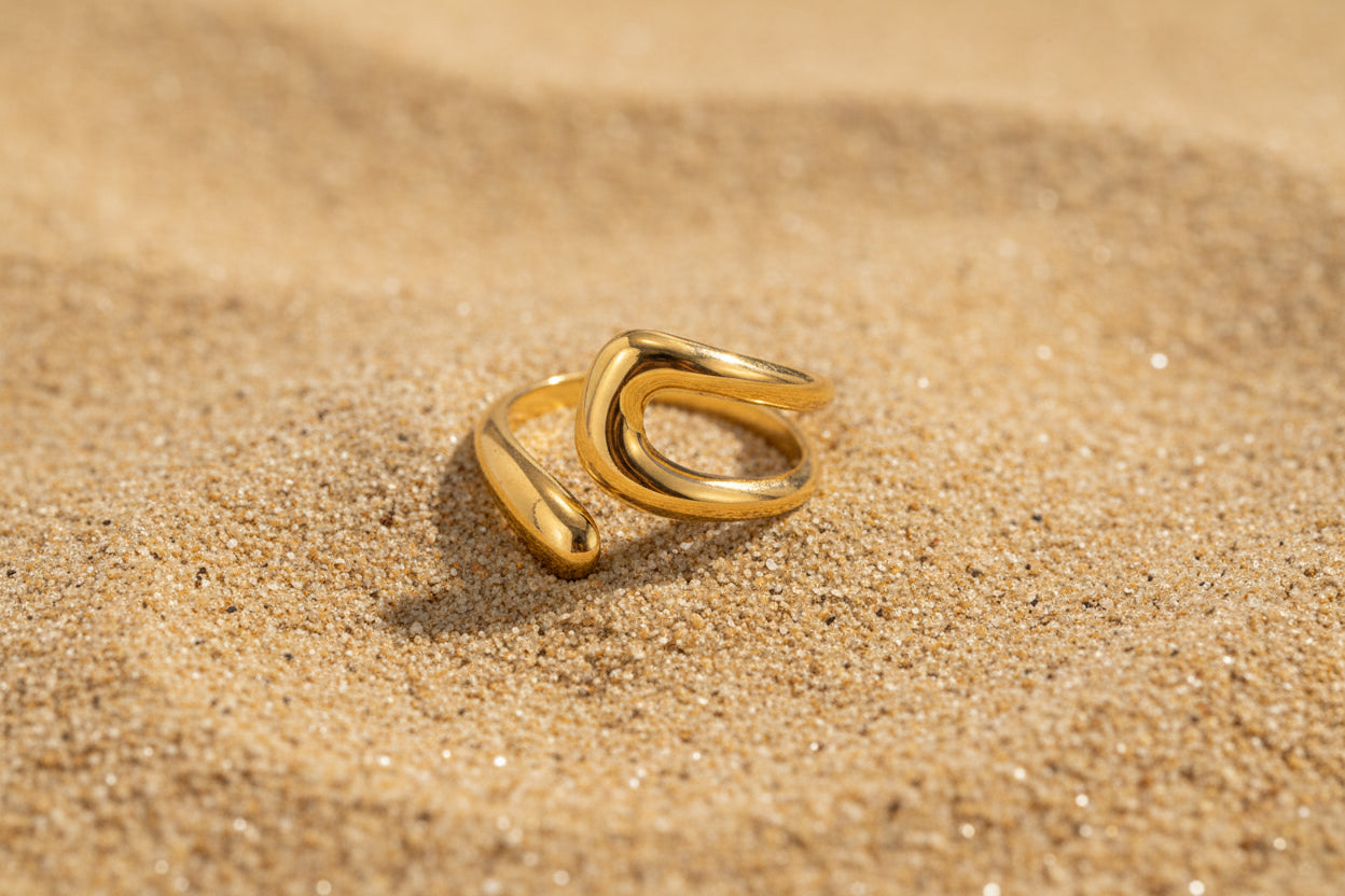 Fly 18K Gold Plated Stainless Split Steel Ring Jewelry