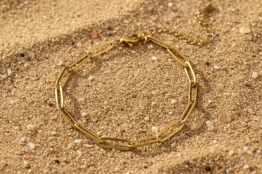 Lisa Paperclip Bracelet, 18K Gold Plated Steel